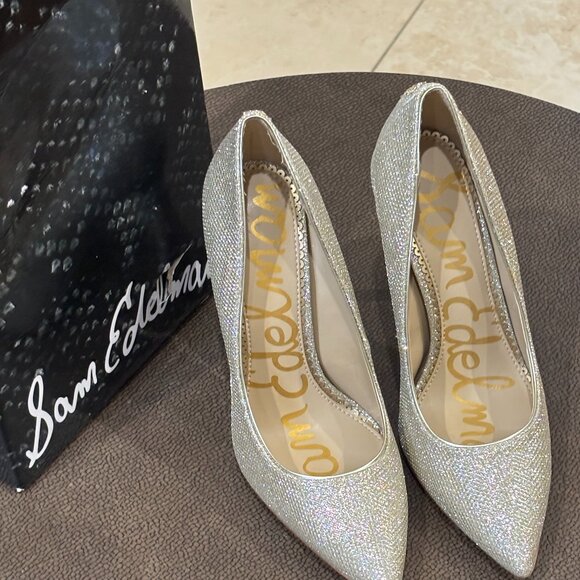 Sam Edelman Hazel pointed toe pump gold mesh Heel - Picture 3 of 14